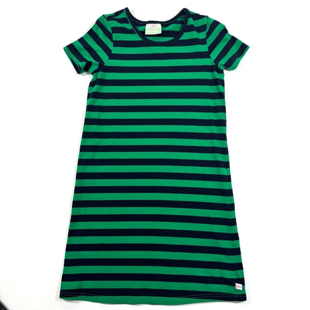 Lolly Wolly Doodle Stripe Tee Shirt Dress Blue Green